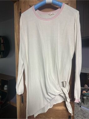 Cream & Pink tunic top medium lightweight sweater Cloth by Design
